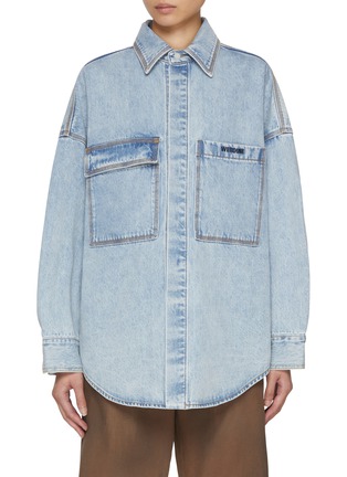 Main View - Click To Enlarge - WE11DONE - Oversized Back Tie Cotton Denim Shirt
