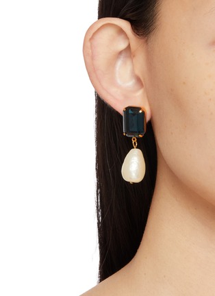 Figure View - Click To Enlarge - JENNIFER BEHR - Liana 18K Gold Plated Brass Drop Earrings — Sapphire