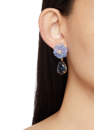 Figure View - Click To Enlarge - JENNIFER BEHR - Juna 18K Gold Plated Brass Earrings — Blue Chalcedony
