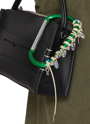 Front View - Click To Enlarge - KITESY MARTIN STUDIO - Extra Large Cababiner Le Mousqueton Bag Charm — Green/Cream