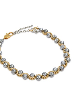 Detail View - Click To Enlarge - KITESY MARTIN STUDIO - Le Serpent Hematite Pearl Brass Necklace — Golden/Silvered