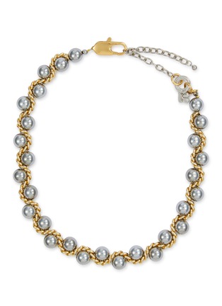 Main View - Click To Enlarge - KITESY MARTIN STUDIO - Le Serpent Hematite Pearl Brass Necklace — Golden/Silvered
