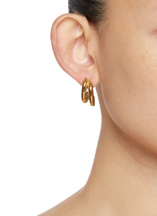 Front View - Click To Enlarge - KITESY MARTIN STUDIO - La Chris Hoop Earrings — Golden/Silvered