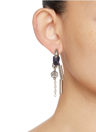 Front View - Click To Enlarge - KITESY MARTIN STUDIO - La Lindsay Hoop Earrings — Silvered/Marine