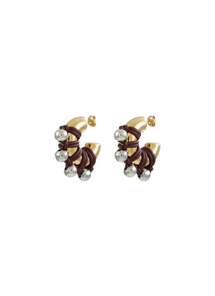 Main View - Click To Enlarge - KITESY MARTIN STUDIO - La Chunky Stainless Steel Hoop Earrings — Golden/Burgundy