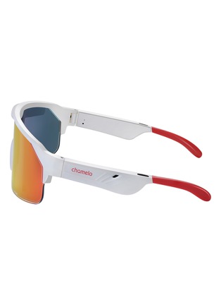 Detail View - Click To Enlarge - CHAMELO - Music Shield HVL Lens Smart Glasses — White Frame/Fire Lenses