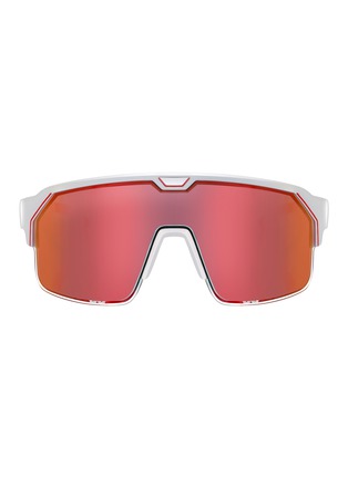 Front View - Click To Enlarge - CHAMELO - Music Shield HVL Lens Smart Glasses — White Frame/Fire Lenses