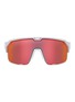 Front View - Click To Enlarge - CHAMELO - Music Shield HVL Lens Smart Glasses — White Frame/Fire Lenses