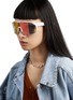  - CHAMELO - Music Shield HVL Lens Smart Glasses — White Frame/Fire Lenses