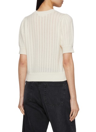 Back View - Click To Enlarge - FRAME - The Ladder Pointelle Short Sleeve Cashmere Knit Sweater