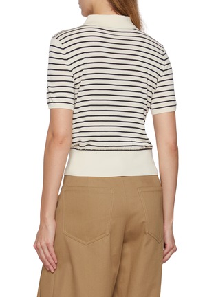 Back View - Click To Enlarge - FRAME - The Keyhole Striped Knit Polo Shirt
