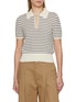 Main View - Click To Enlarge - FRAME - The Keyhole Striped Knit Polo Shirt