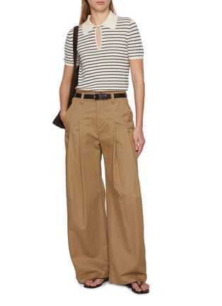 Figure View - Click To Enlarge - FRAME - The Keyhole Striped Knit Polo Shirt