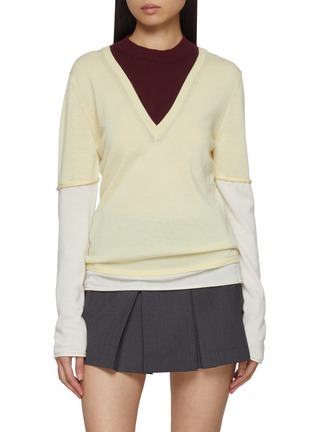 Main View - Click To Enlarge - CUDDLEUP - V-Neck Layered T-Shirt