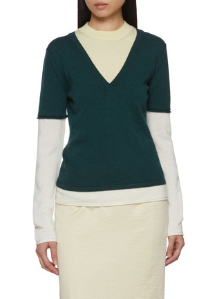 Main View - Click To Enlarge - CUDDLEUP - V-Neck Layered T-Shirt