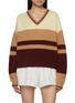 Main View - Click To Enlarge - CUDDLEUP - V-Neck Colourblock Knit Sweater
