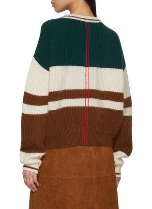 Back View - Click To Enlarge - CUDDLEUP - V-Neck Colourblock Knit Sweater