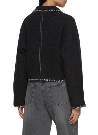 Back View - Click To Enlarge - CUDDLEUP - Contrast Stitching Cropped Jacket