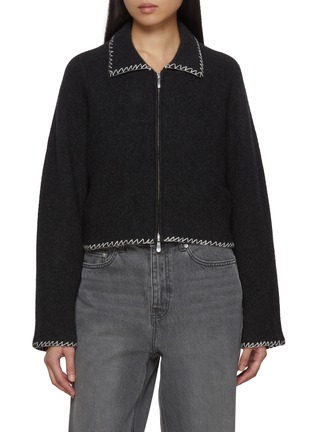 Main View - Click To Enlarge - CUDDLEUP - Contrast Stitching Cropped Jacket