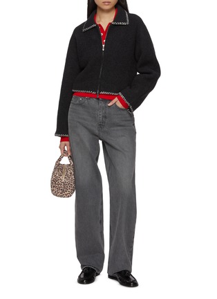 Figure View - Click To Enlarge - CUDDLEUP - Contrast Stitching Cropped Jacket