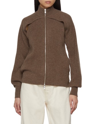 Main View - Click To Enlarge - CUDDLEUP - Cape Sleeve Zip Up Jacket