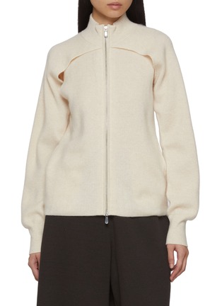 Main View - Click To Enlarge - CUDDLEUP - Cape Sleeve Zip Up Jacket