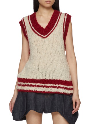 Main View - Click To Enlarge - CUDDLEUP - V-Neck Hand Knit Vest