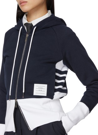  - THOM BROWNE - Classic Loopback 4-Bar Zip Up Cotton Hoodie