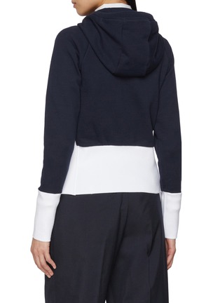 Back View - Click To Enlarge - THOM BROWNE - Classic Loopback 4-Bar Zip Up Cotton Hoodie