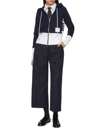 Figure View - Click To Enlarge - THOM BROWNE - Classic Loopback 4-Bar Zip Up Cotton Hoodie