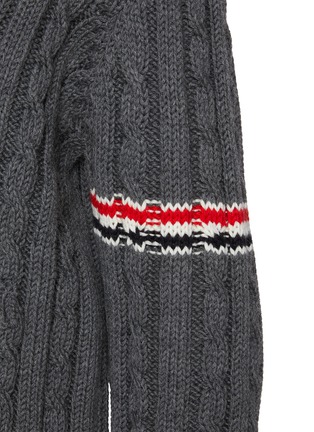  - THOM BROWNE - Shawl Collar Striped Cable Knit Wool Cardigan