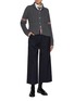 Figure View - Click To Enlarge - THOM BROWNE - Shawl Collar Striped Cable Knit Wool Cardigan