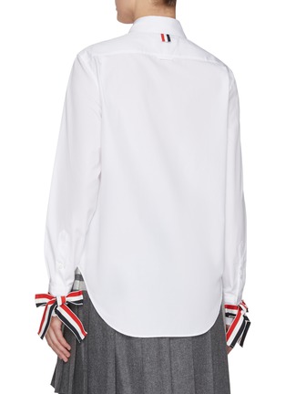 Back View - Click To Enlarge - THOM BROWNE - Point Collar Button Down Scarf Cuff Cotton Shirt