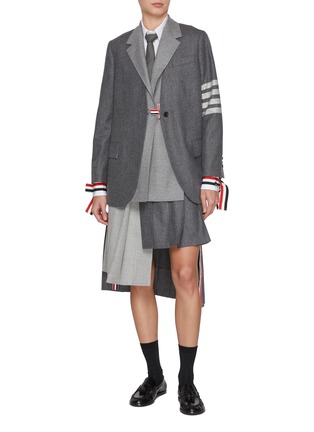 Figure View - Click To Enlarge - THOM BROWNE - Point Collar Button Down Scarf Cuff Cotton Shirt