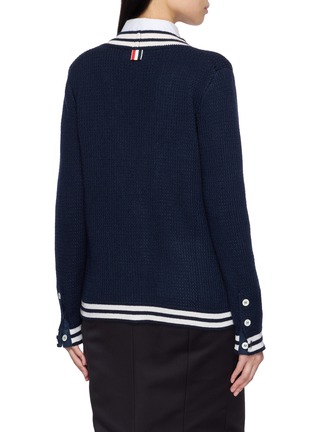 Back View - Click To Enlarge - THOM BROWNE - V-Neck Silk Cashmere Knit Cardigan