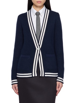 Main View - Click To Enlarge - THOM BROWNE - V-Neck Silk Cashmere Knit Cardigan