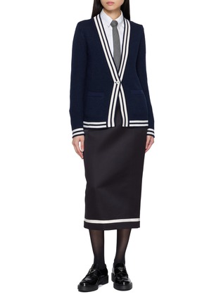 Figure View - Click To Enlarge - THOM BROWNE - V-Neck Silk Cashmere Knit Cardigan