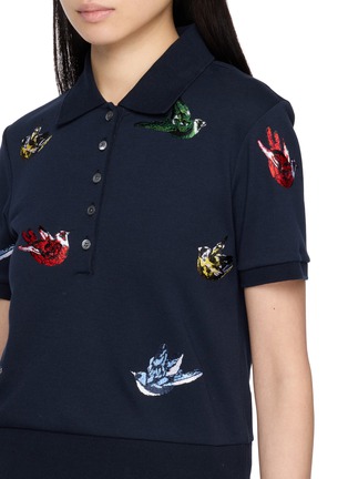  - THOM BROWNE - Satin Stitch Bird Embroidery Cotton Polo Shirt