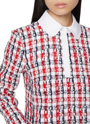  - THOM BROWNE - Round Collar Gingham Tweed Shift Dress