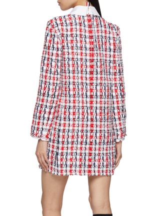 Back View - Click To Enlarge - THOM BROWNE - Round Collar Gingham Tweed Shift Dress