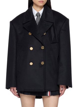 Main View - Click To Enlarge - THOM BROWNE - Oversized Double Breasted Peacoat