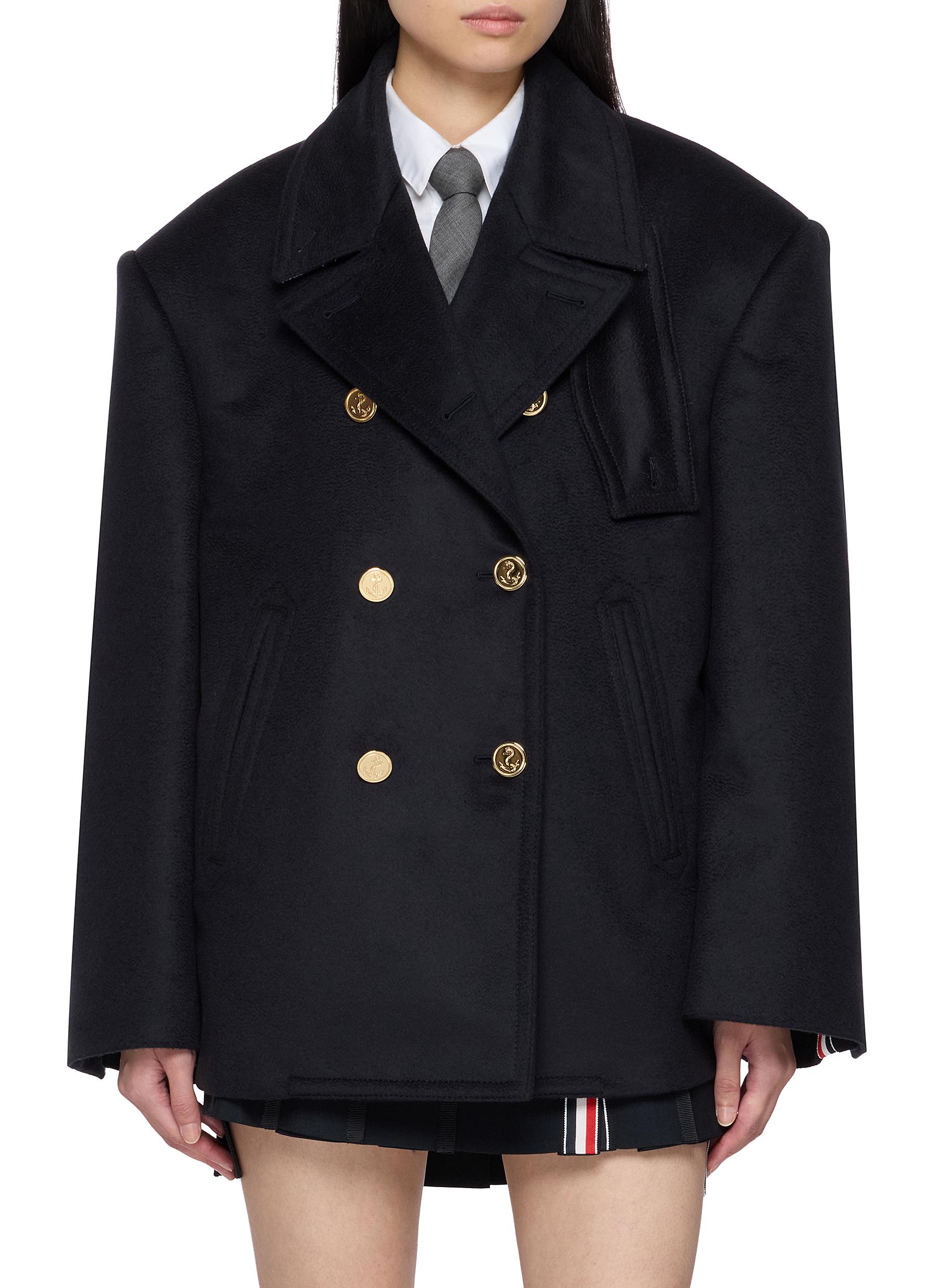THOM BROWNE | Oversized Double Breasted Peacoat | Women | Lane