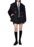 Figure View - Click To Enlarge - THOM BROWNE - Oversized Double Breasted Peacoat