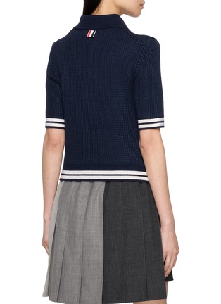 Back View - Click To Enlarge - THOM BROWNE - Tuck Stitch Silk Cashmere Wool Polo Shirt