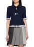 THOM BROWNE Tuck Stitch Silk Cashmere Wool Polo Shirt