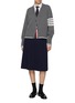 Figure View - Click To Enlarge - THOM BROWNE - Pleated Striped Wool Blend Midi Skirt