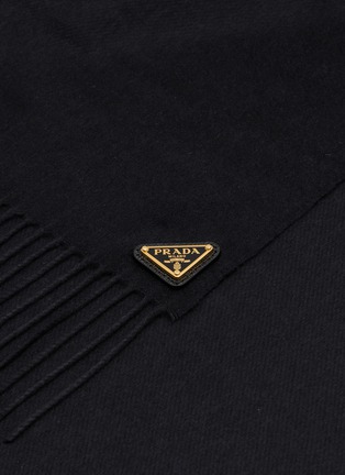 Detail View - Click To Enlarge - PRADA - Enameled Triangle Logo Silk Cashmere Scarf