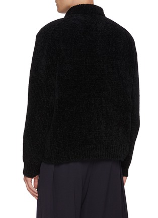 Back View - Click To Enlarge - SOLID HOMME - Open Collar Chenille Wool Blend Knit Cardigan