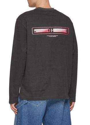 Back View - Click To Enlarge - SOLID HOMME - Long Sleeve Back Logo Cotton T-Shirt