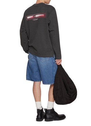 Figure View - Click To Enlarge - SOLID HOMME - Long Sleeve Back Logo Cotton T-Shirt